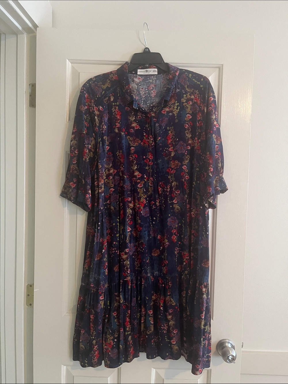 NATURAL LIFE Navy Floral Tiered Dress